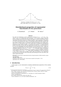 Distributional properties of exponential functionals of Lévy processes A. Kuznetsov J. C. Pardo