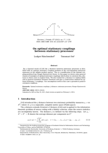 On optimal stationary couplings between stationary processes Ludger Rüschendorf Tomonari Sei