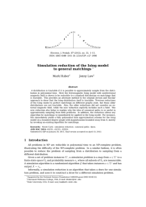 Simulation reduction of the Ising model to general matchings Mark Huber Jenny Law