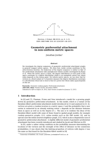 Geometric preferential attachment in non-uniform metric spaces Jonathan Jordan