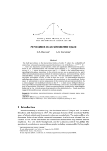 Percolation in an ultrametric space D.A. Dawson L.G. Gorostiza N