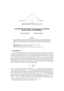 Correlation functions for zeros of a Gaussian power series and Pfaffians