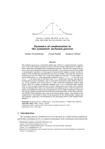 Dynamics of condensation in the symmetric inclusion process Stefan Grosskinsky Frank Redig