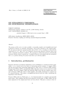 ON STRASSEN’S THEOREM ON STOCHASTIC DOMINATION