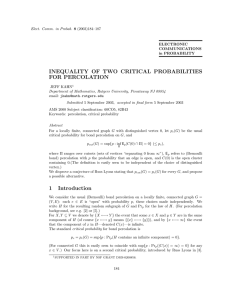 INEQUALITY OF TWO CRITICAL PROBABILITIES FOR PERCOLATION