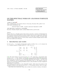 ON THE SPECTRAL NORM OF A RANDOM TOEPLITZ MATRIX