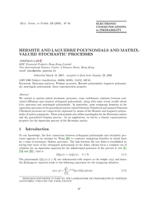 HERMITE AND LAGUERRE POLYNOMIALS AND MATRIX- VALUED STOCHASTIC PROCESSES