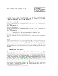 LAST PASSAGE PERCOLATION IN MACROSCOPI- CALLY INHOMOGENEOUS MEDIA