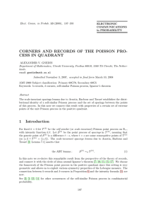 CORNERS AND RECORDS OF THE POISSON PRO- CESS IN QUADRANT