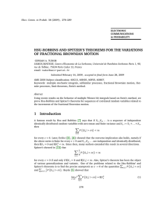 HSU-ROBBINS AND SPITZER’S THEOREMS FOR THE VARIATIONS OF FRACTIONAL BROWNIAN MOTION