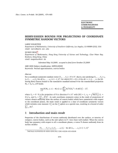 BERRY-ESSEEN BOUNDS FOR PROJECTIONS OF COORDINATE SYMMETRIC RANDOM VECTORS