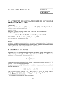 AN APPLICATION OF RENEWAL THEOREMS TO EXPONENTIAL MOMENTS OF LOCAL TIMES