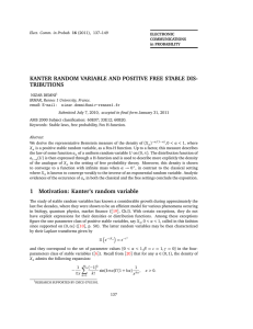 KANTER RANDOM VARIABLE AND POSITIVE FREE STABLE DIS- TRIBUTIONS