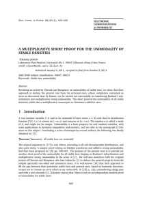 A MULTIPLICATIVE SHORT PROOF FOR THE UNIMODALITY OF STABLE DENSITIES