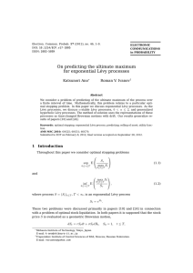On predicting the ultimate maximum for exponential Lévy processes Katsunori Ano