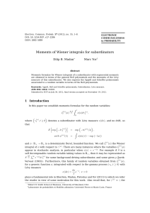 Moments of Wiener integrals for subordinators Dilip B. Madan Marc Yor