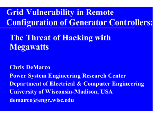 Grid Vulnerability in Remote Configuration of Generator Controllers: Megawatts