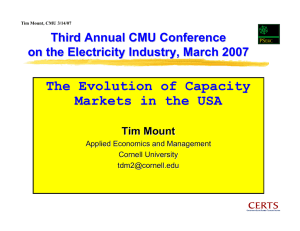 The Evolution of Capacity Markets in the USA Third Annual CMU Conference