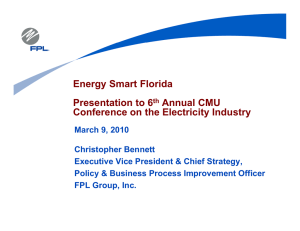 Energy Smart Florida Presentation to 6 Ann al CMU Annual CMU