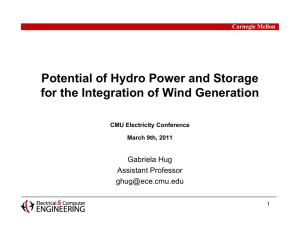 Potential of Hydro Power and Storage Gabriela Hug Assistant Professor