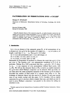 FACTORIZATION OF  PERMUTATIONS  INTO  n-CYCLES*