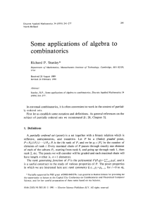 Some  applications  of  algebra  to combinatorics Richard