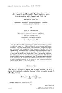 On  Immanants  of  Jacobi-Trudi  Matrices ... Permutations  with  Restricted Position RICHARD P.