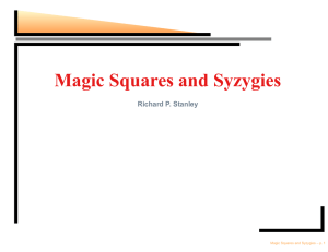 Magic Squares and Syzygies Richard P. Stanley