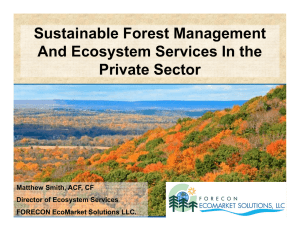 Sustainable Forest Management And Ecosystem Services In the Private Sector