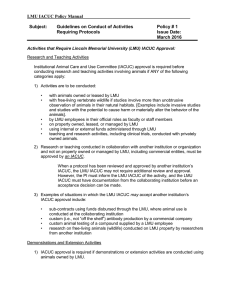 LMU IACUC Policy Manual  Subject: Guidelines on Conduct of Activities