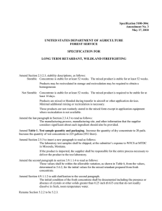 UNITED STATES DEPARTMENT OF AGRICULTURE FOREST SERVICE SPECIFICATION FOR