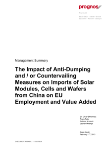 The Impact of Anti-Dumping and / or Countervailing Modules, Cells and Wafers