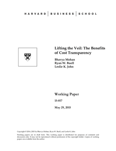 Lifting the Veil: The Benefits of Cost Transparency Working Paper 15-017