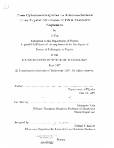 From  Cytosine-tetraplexes  to  Adenine-clusters: Sequences