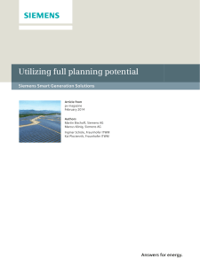 Utilizing full planning potential Siemens Smart Generation Solutions