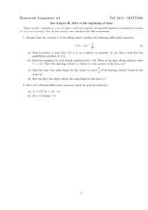 Homework Assignment #1 Fall 2013 - MATH308
