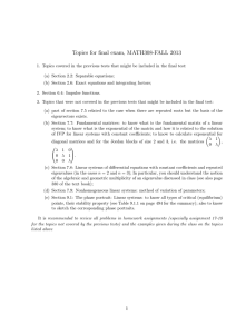 Topics for final exam, MATH308-FALL 2013