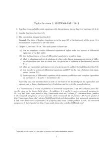 Topics for exam 3, MATH308-FALL 2012