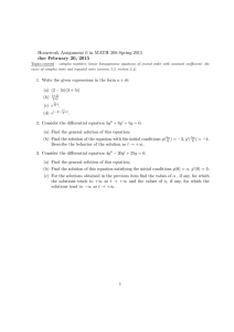 Homework Assignment 6 in MATH 308-Spring 2015 due February 20, 2015