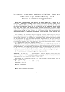Supplementary lecture notes/ worksheets in MATH309 - Spring 2013