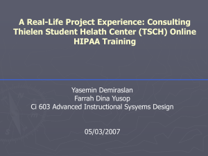 A Real-Life Project Experience: Consulting Thielen Student Helath Center (TSCH) Online