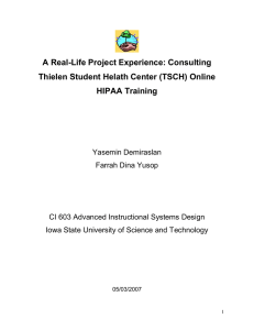 A Real-Life Project Experience: Consulting Thielen Student Helath Center (TSCH) Online