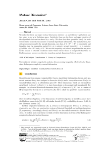 Mutual Dimension ∗ Adam Case and Jack H. Lutz Abstract