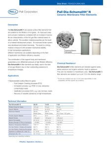 Pall Dia-Schumalith N Ceramic Membrane Filter Elements Description