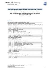 Demystifying Citing and Referencing Online Tutorial interactive tutorial