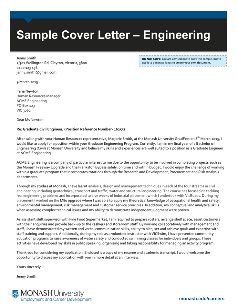 design engineering cover letter