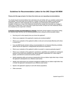 Guidelines for Recommendation Letters for the UNC Chapel Hill MSW