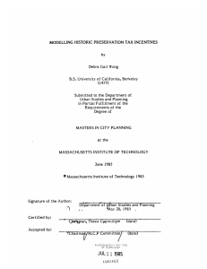 MODELLING  HISTORIC  PRESERVATION  TAX  INCENTIVES by (1977)
