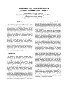 MachineShop: Steps Toward Exploring Novel I/O Devices for Computational Craftwork