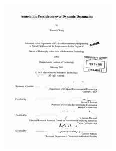 Annotation Persistence  over Dynamic  Documents